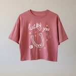 Lucky You Horseshoe Long Crop Tee Faire - Rustee Clothing