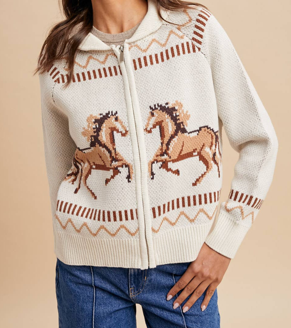 Galloping Horses Cardigan