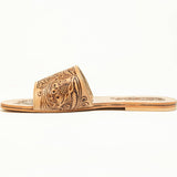 Western Sunflower Tooled Leather Sandals