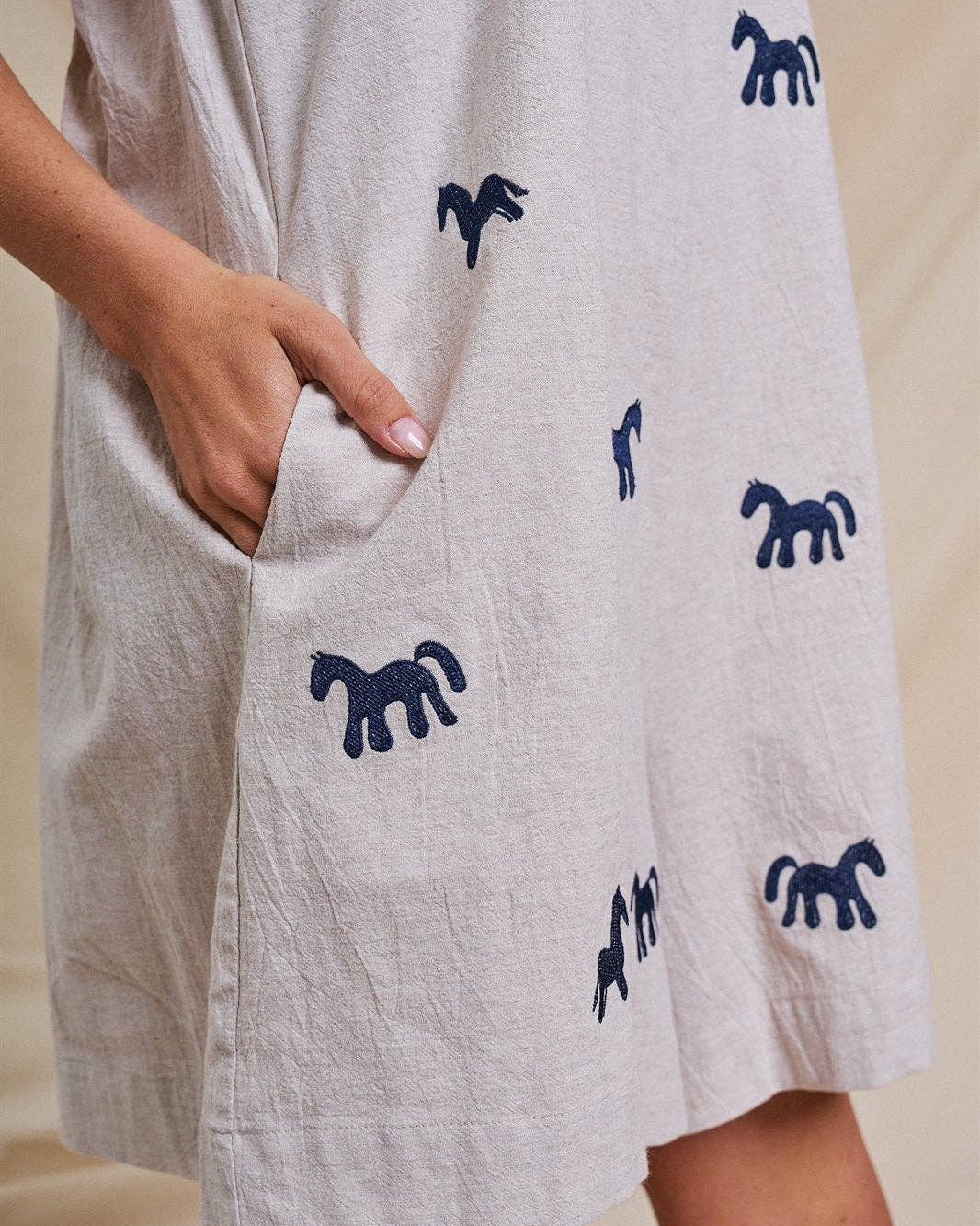 Blue Pony Linen Romper