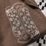 embroidered cowgirl boot sweatshirt