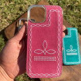 boot stitch leather iphone case