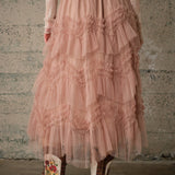 Ruby Ruffle Tulle Skirt With Pearls