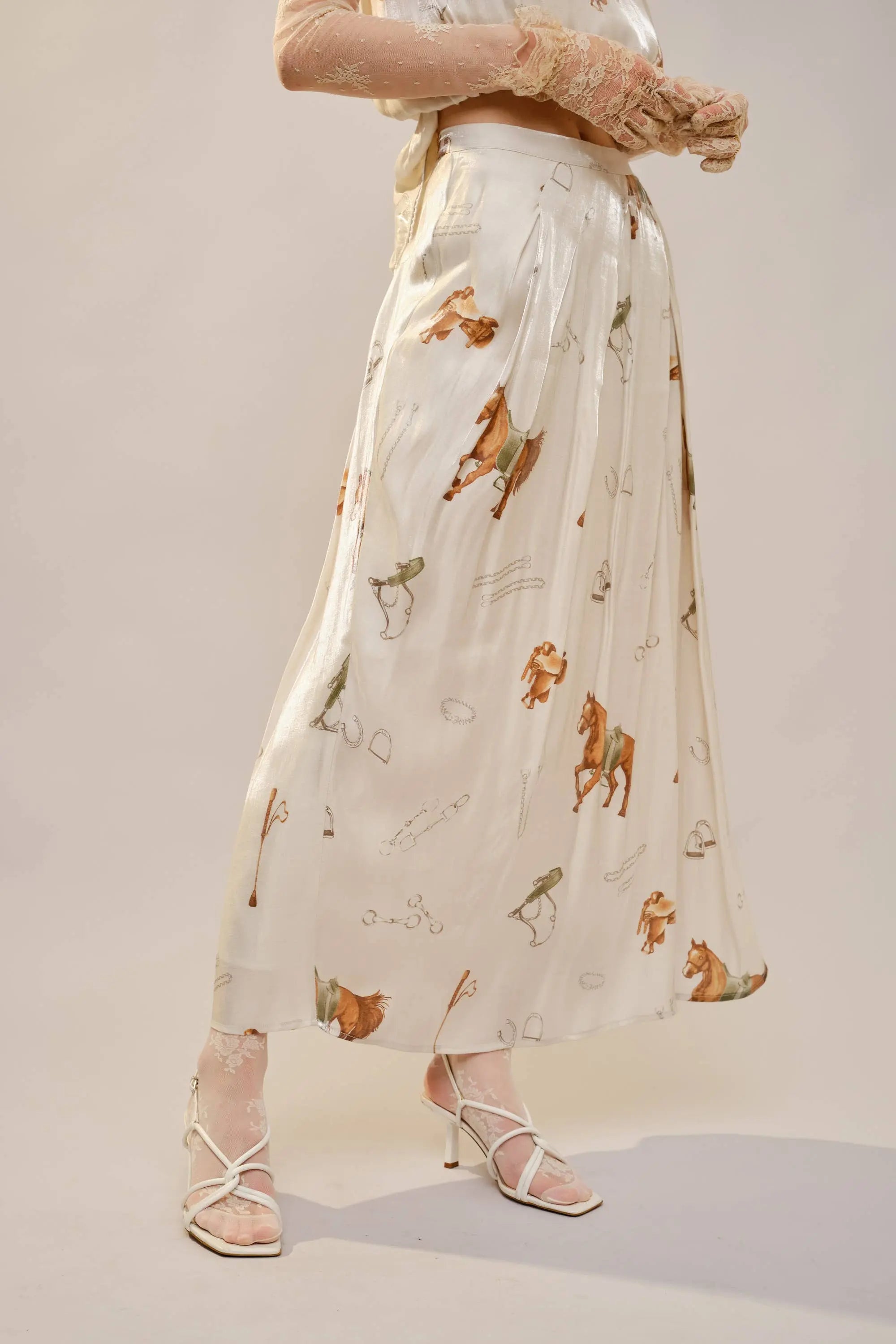 Equestrian Satin Maxi Skirt