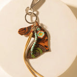 Ranch Girl Leather Horse Keychain