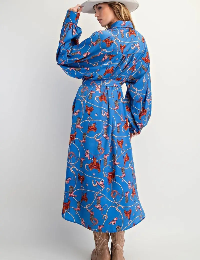 Becky Blue Cowgirl Shirt Dress - Bridle Up Hope Shop