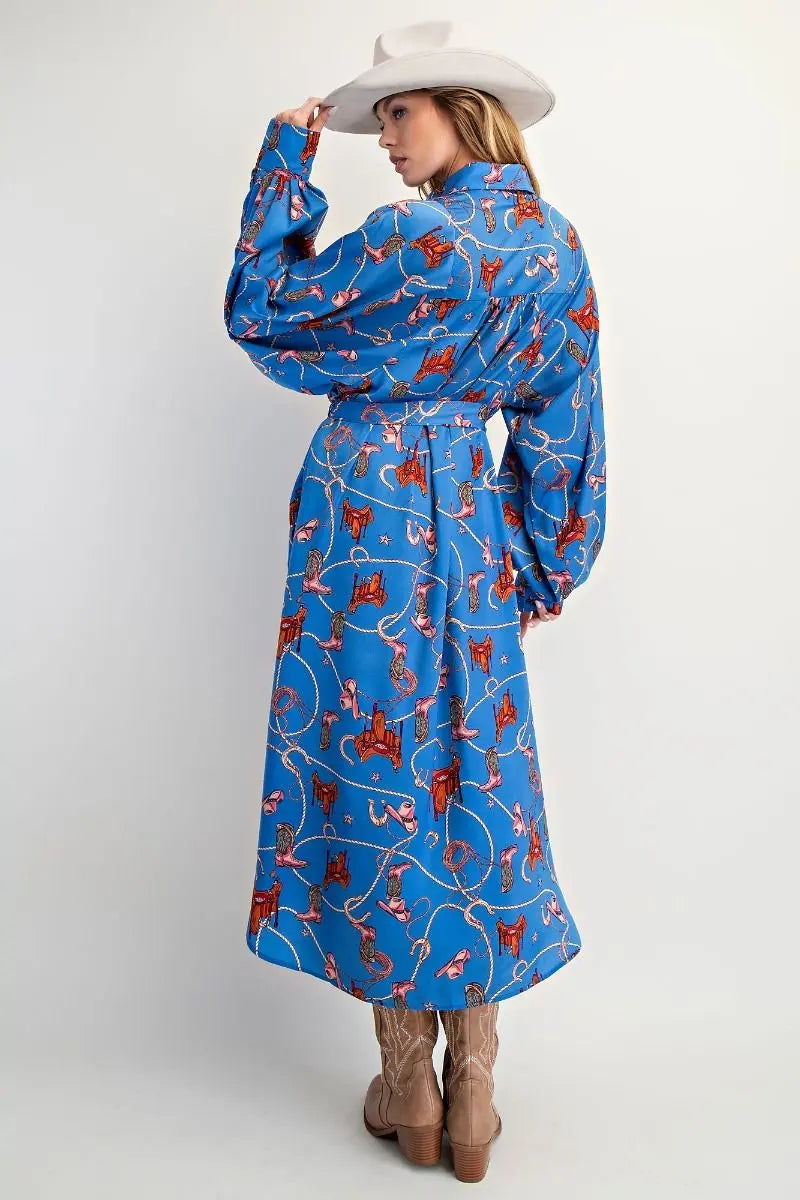 Becky Blue Cowgirl Shirt Dress - Bridle Up Hope Shop