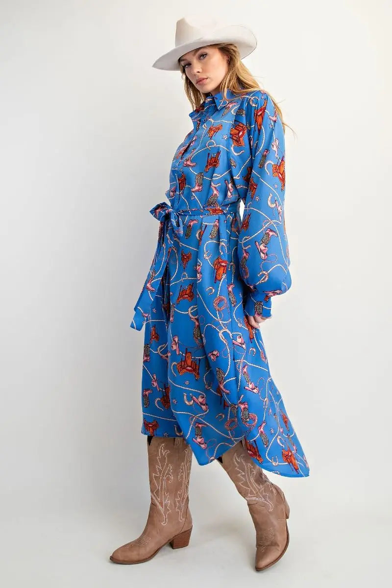 Becky Blue Cowgirl Shirt Dress - Bridle Up Hope Shop