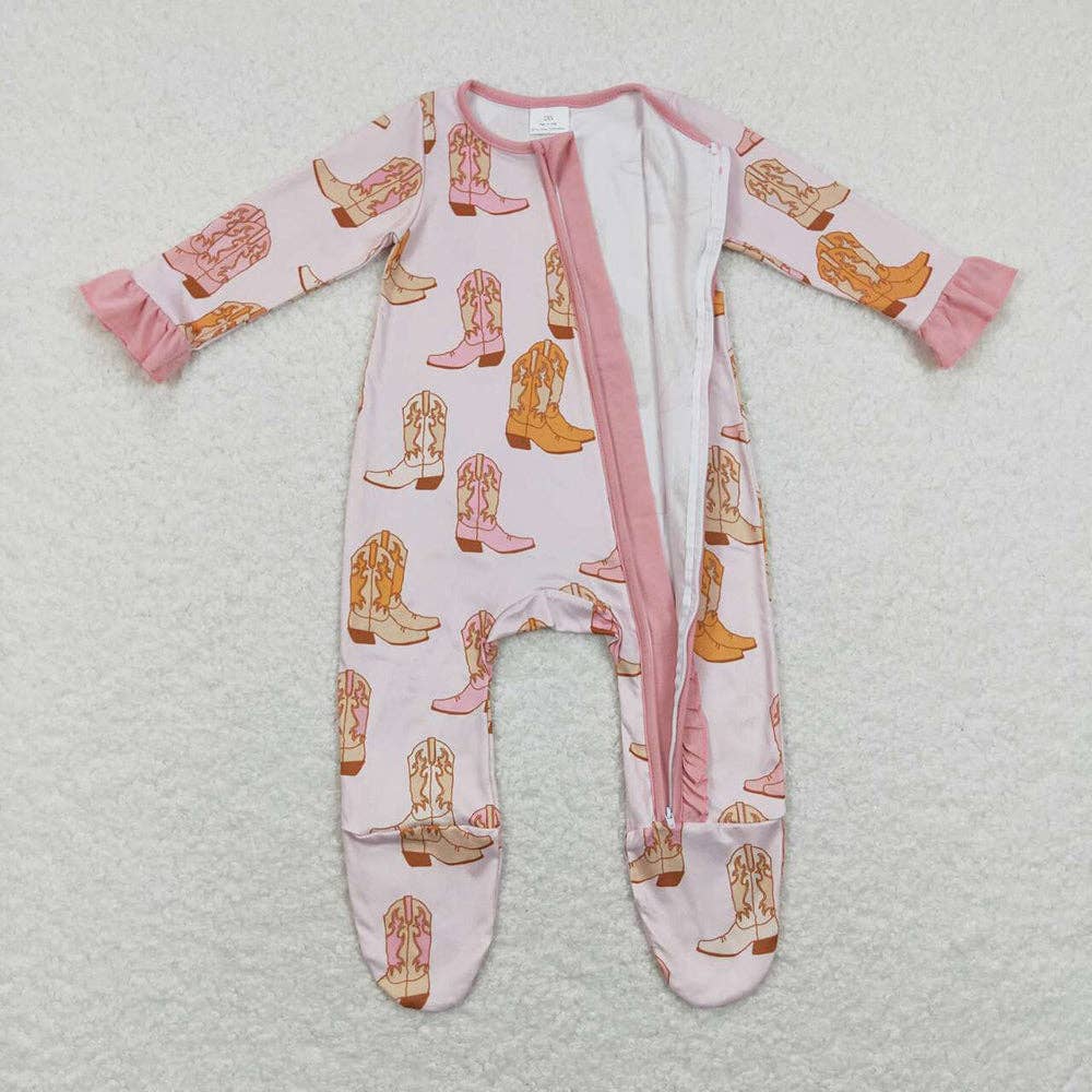 Pink Boots Little Cowgirl Romper