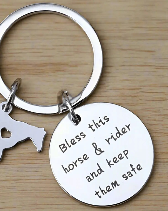 Bless This Horse & Rider Keychain - Bridle Up Hope Shop