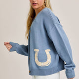Bluebell Horseshoe Cardigan - Bridle Up Hope Shop