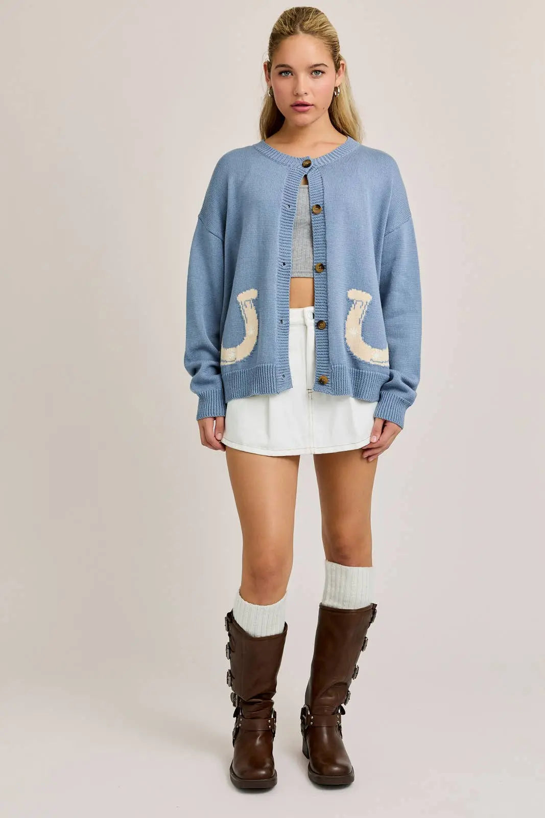Bluebell Horseshoe Cardigan - Bridle Up Hope Shop