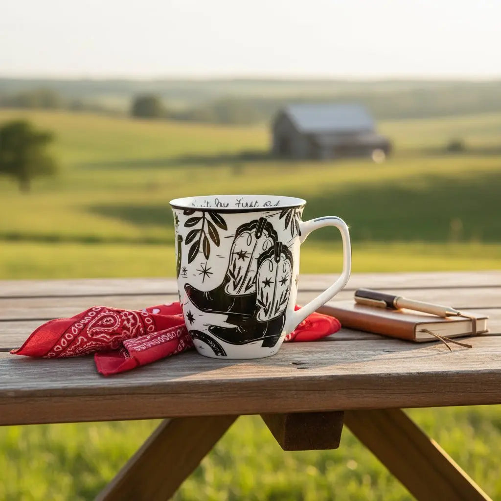 Boho Cowgirl Boots Mug - Bridle Up Hope Shop