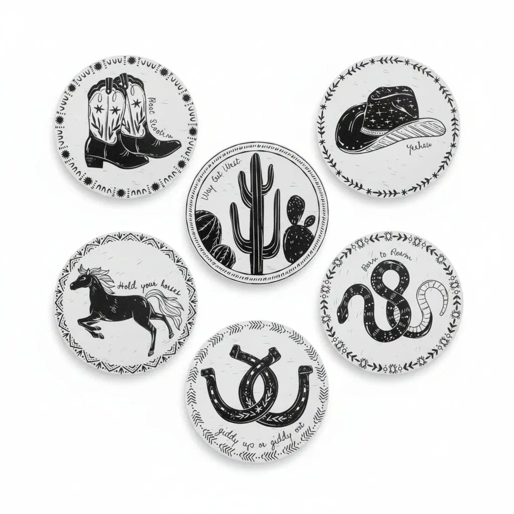 Boho Western Cowgirl Coasters (6 pack) - Bridle Up Hope Shop