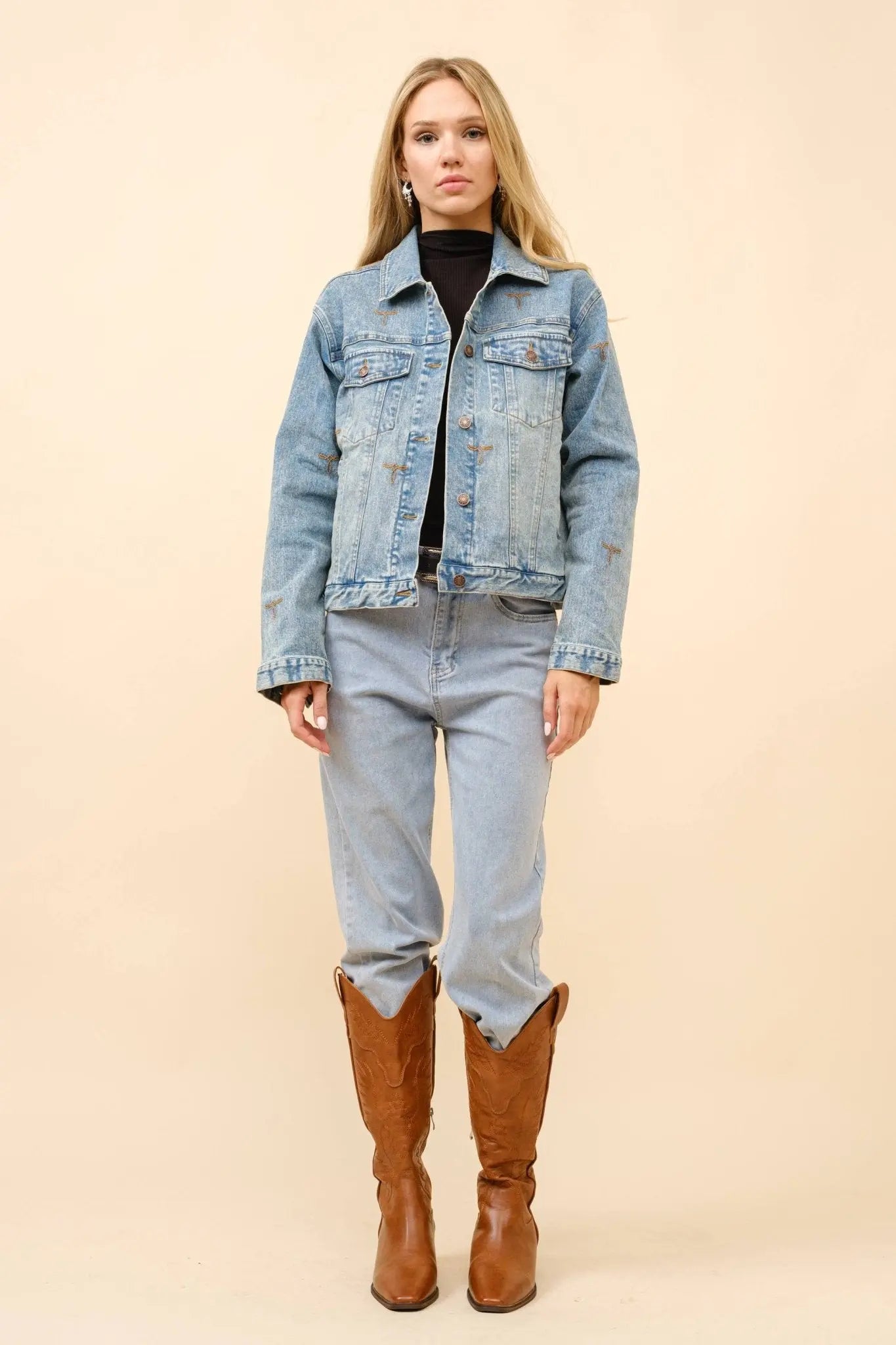 Boot Stitch Denim Trucker Jacket - Bridle Up Hope Shop