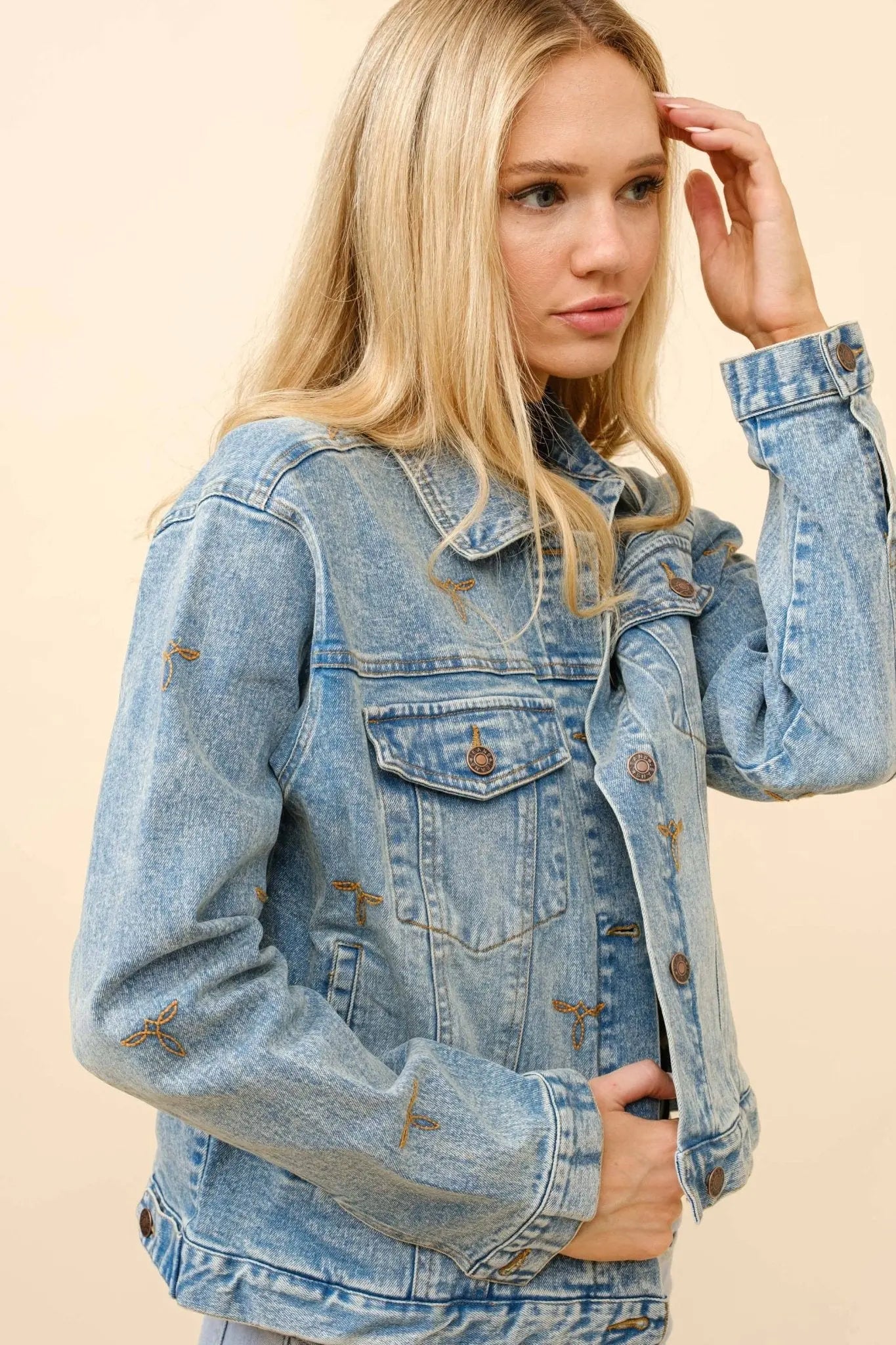 Boot Stitch Denim Trucker Jacket - Bridle Up Hope Shop