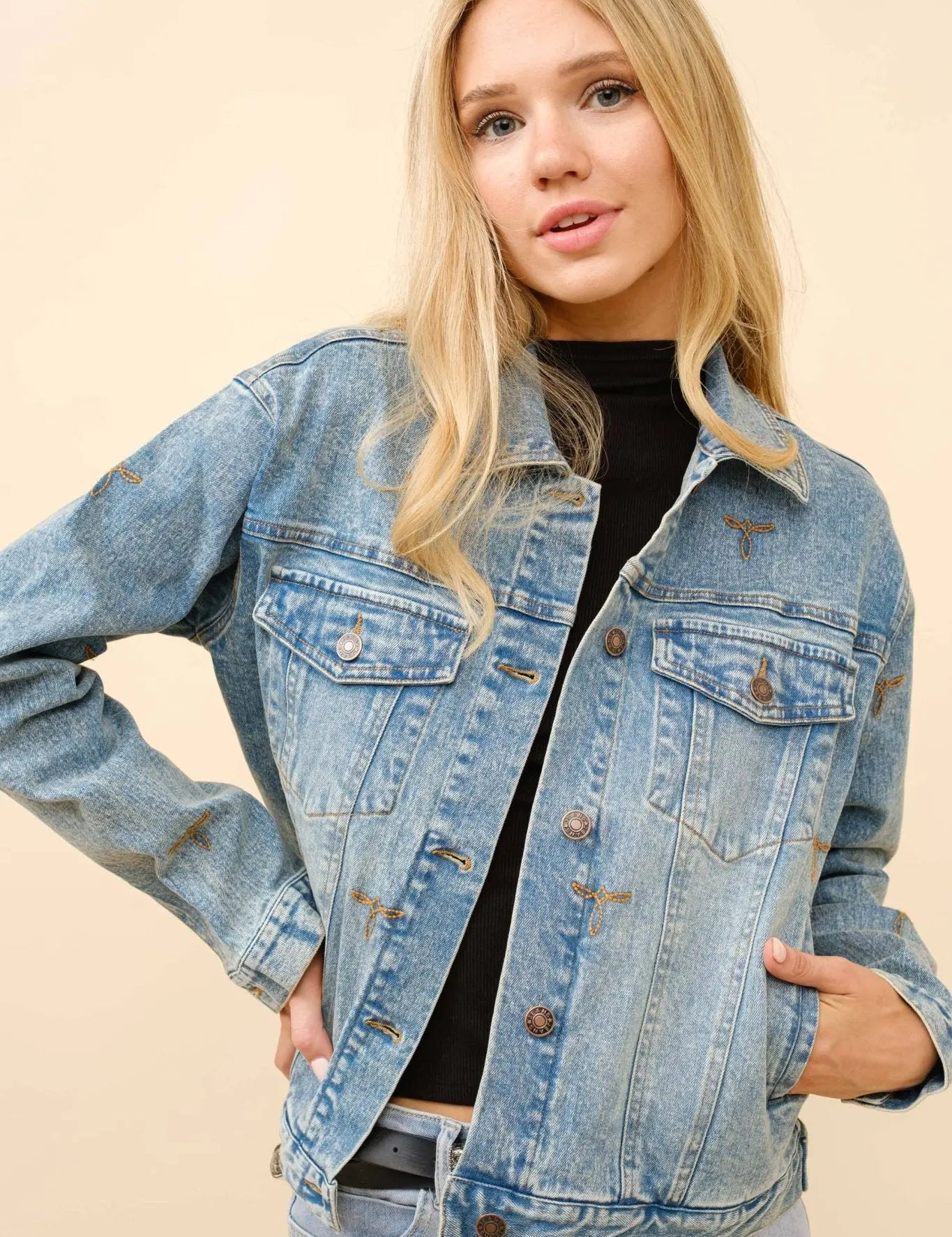Boot Stitch Denim Trucker Jacket - Bridle Up Hope Shop