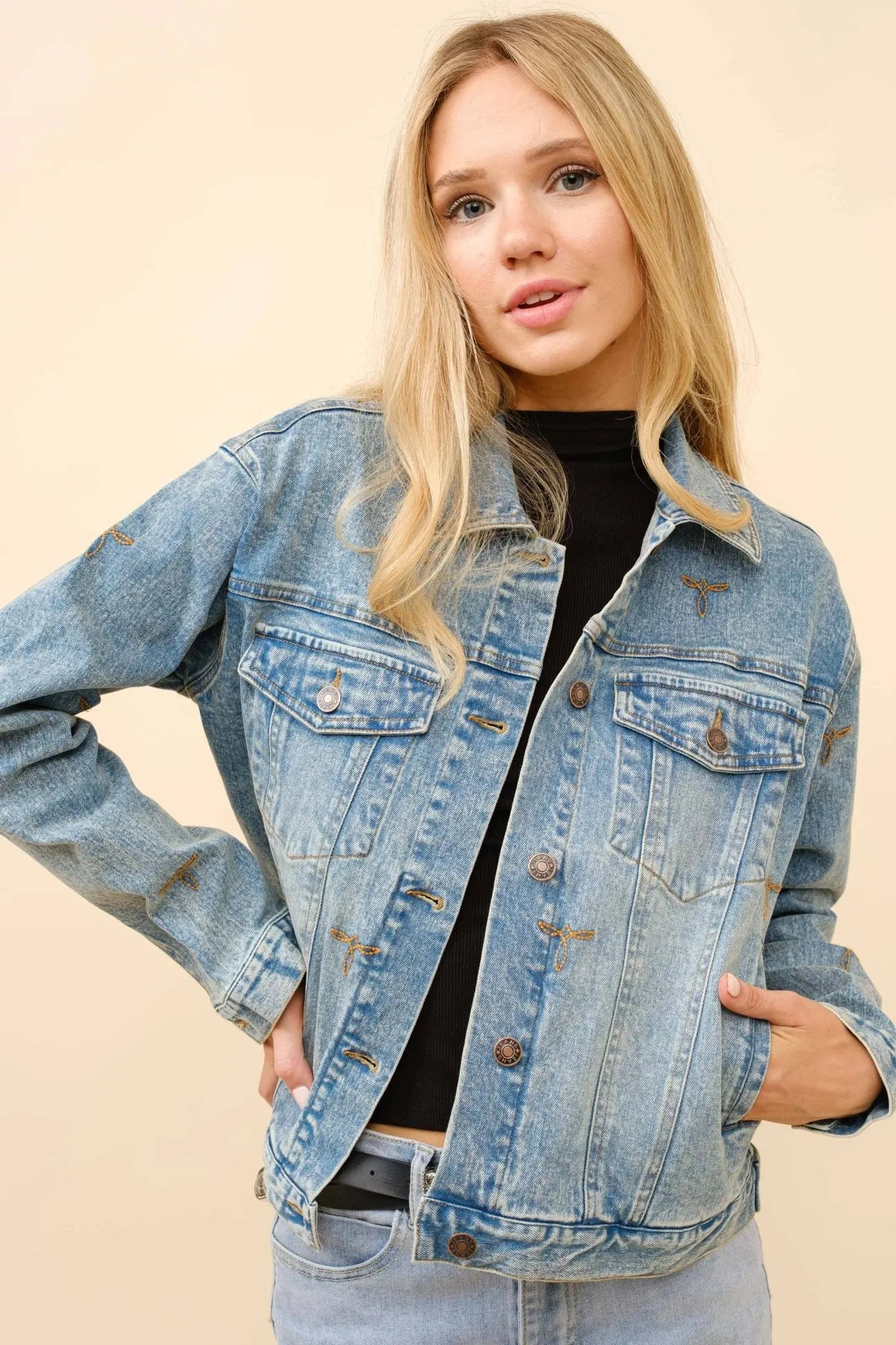 Boot Stitch Denim Trucker Jacket - Bridle Up Hope Shop