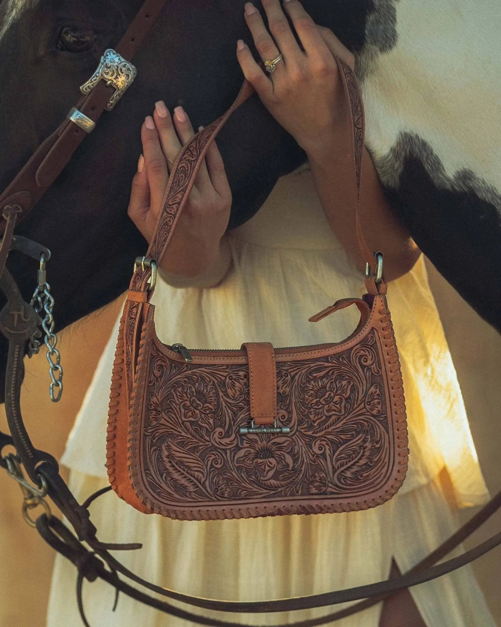 Bridle Bloom Hand - tooled Purse - Bridle Up Hope Shop