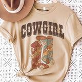 retro cowgirl boots t-shirt