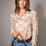 Western Print Snap Button Shirt