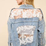 Western Lace Denim Jacket LIGHT WASH