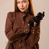 Ruffle Neck Western Snap Button Shirt