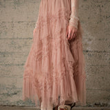 Ruby Ruffle Tulle Skirt With Pearls