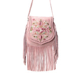 Cowgirl Rose Leather Fringe Handbag