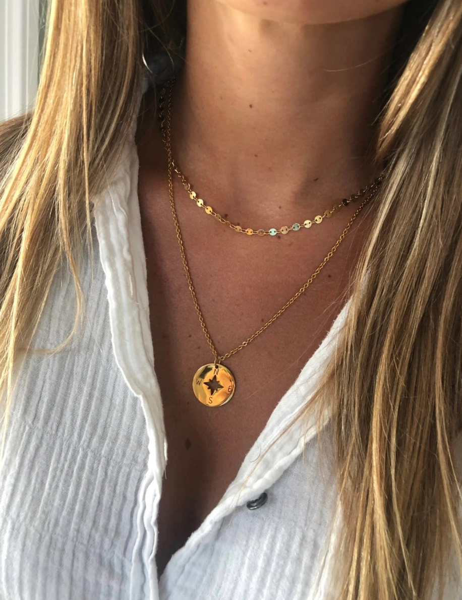 Steady the Reins Compass Necklace (large)