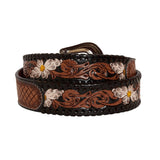 Wild Daisy Western Hand-Tooled  Leather Belt