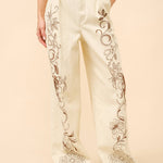 Embroidered Twill Mid Rise Loose Jeans L