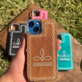 boot stitch leather iphone case