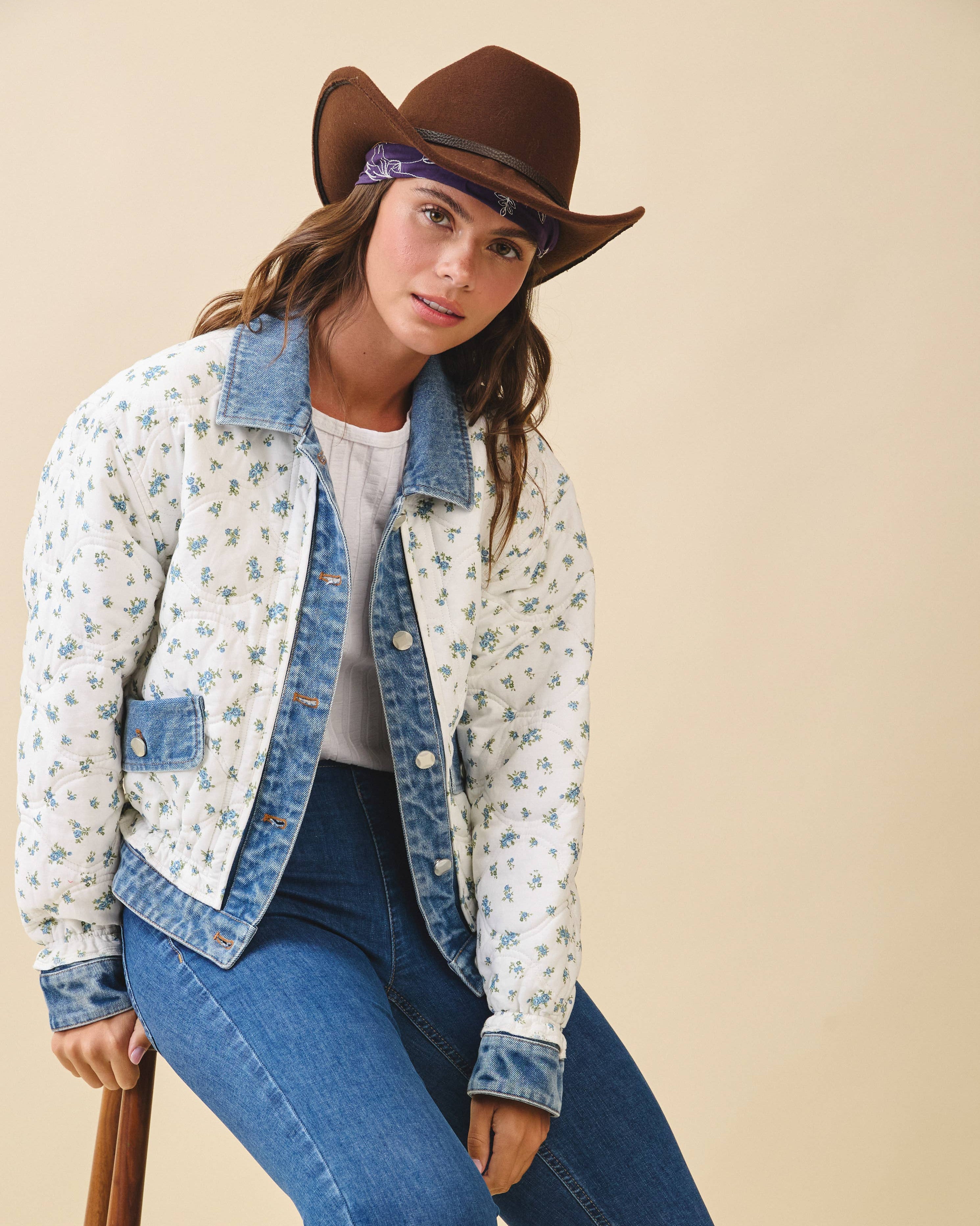 Forget-Me-Not Country Quilted Jacket
