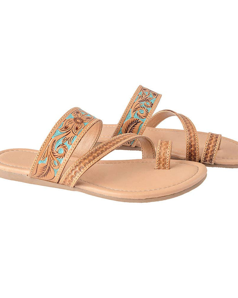 Honey Mae Leather Hand-Tooled Sandals