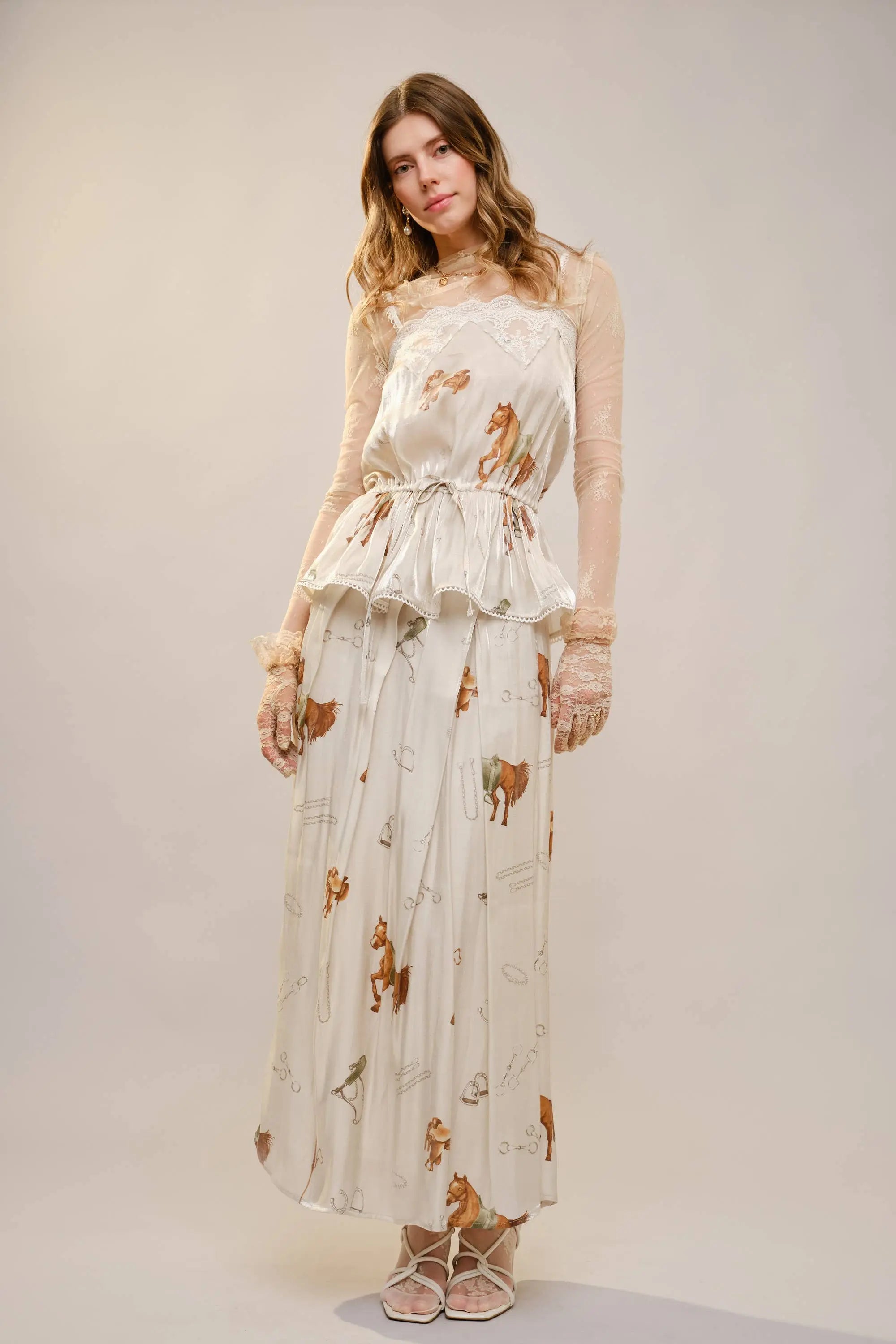 Equestrian Satin Maxi Skirt