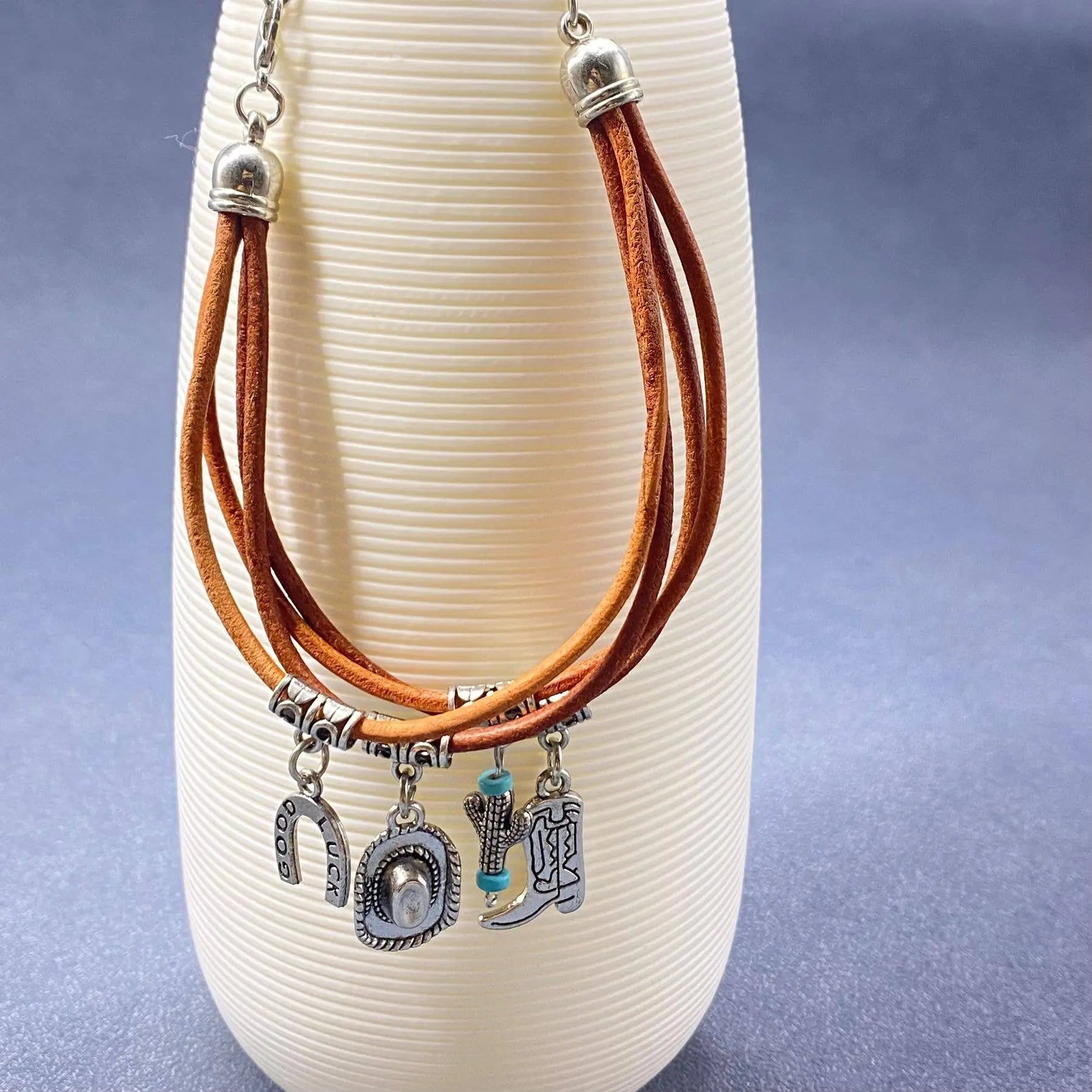 Cowgirl Charm Leather Bracelet - Bridle Up Hope Shop