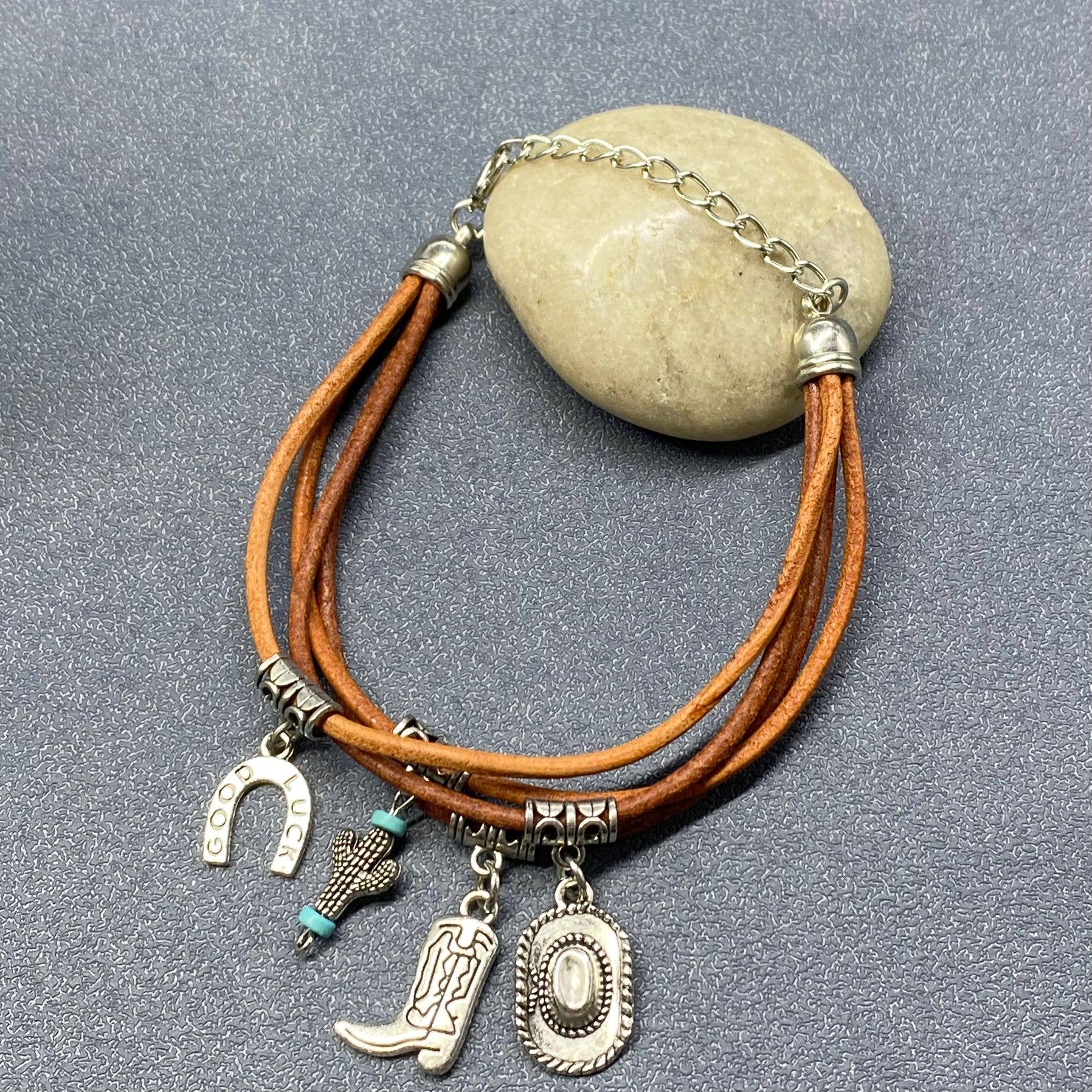 Cowgirl Charm Leather Bracelet - Bridle Up Hope Shop