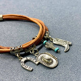 Cowgirl Charm Leather Bracelet - Bridle Up Hope Shop