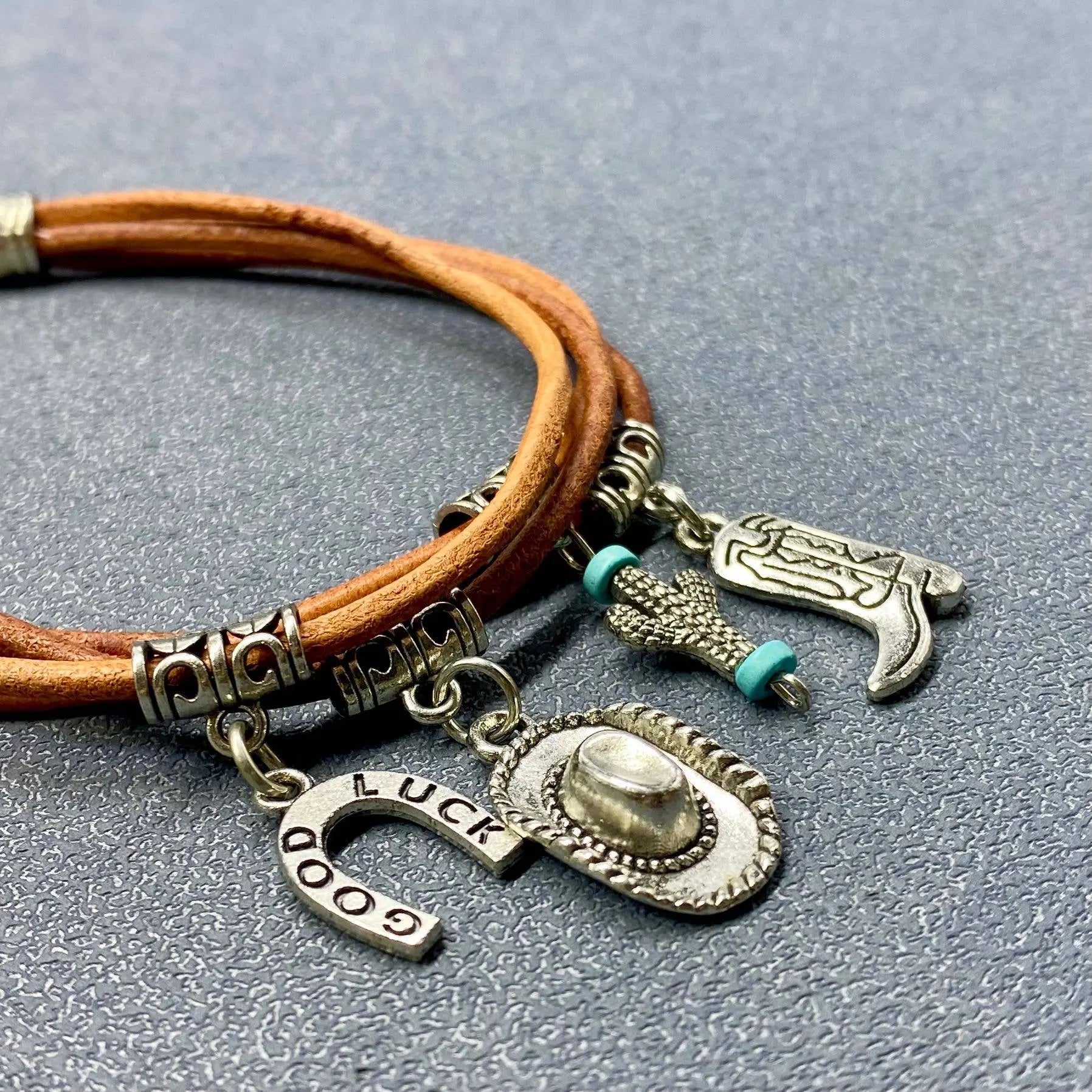 Cowgirl Charm Leather Bracelet - Bridle Up Hope Shop