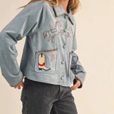 Cowgirl Embroidered Suede Jacket - Bridle Up Hope Shop