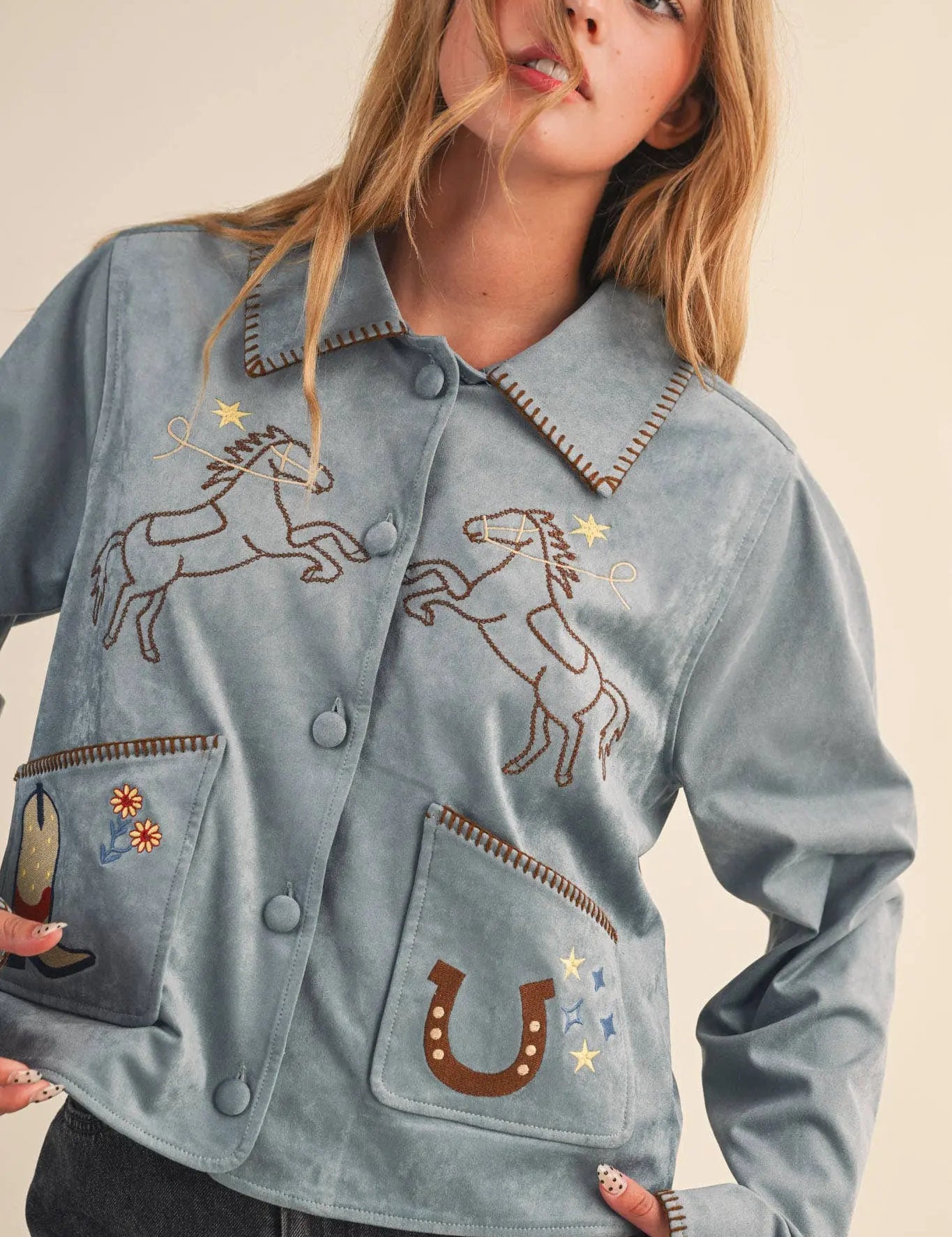 Cowgirl Embroidered Suede Jacket - Bridle Up Hope Shop