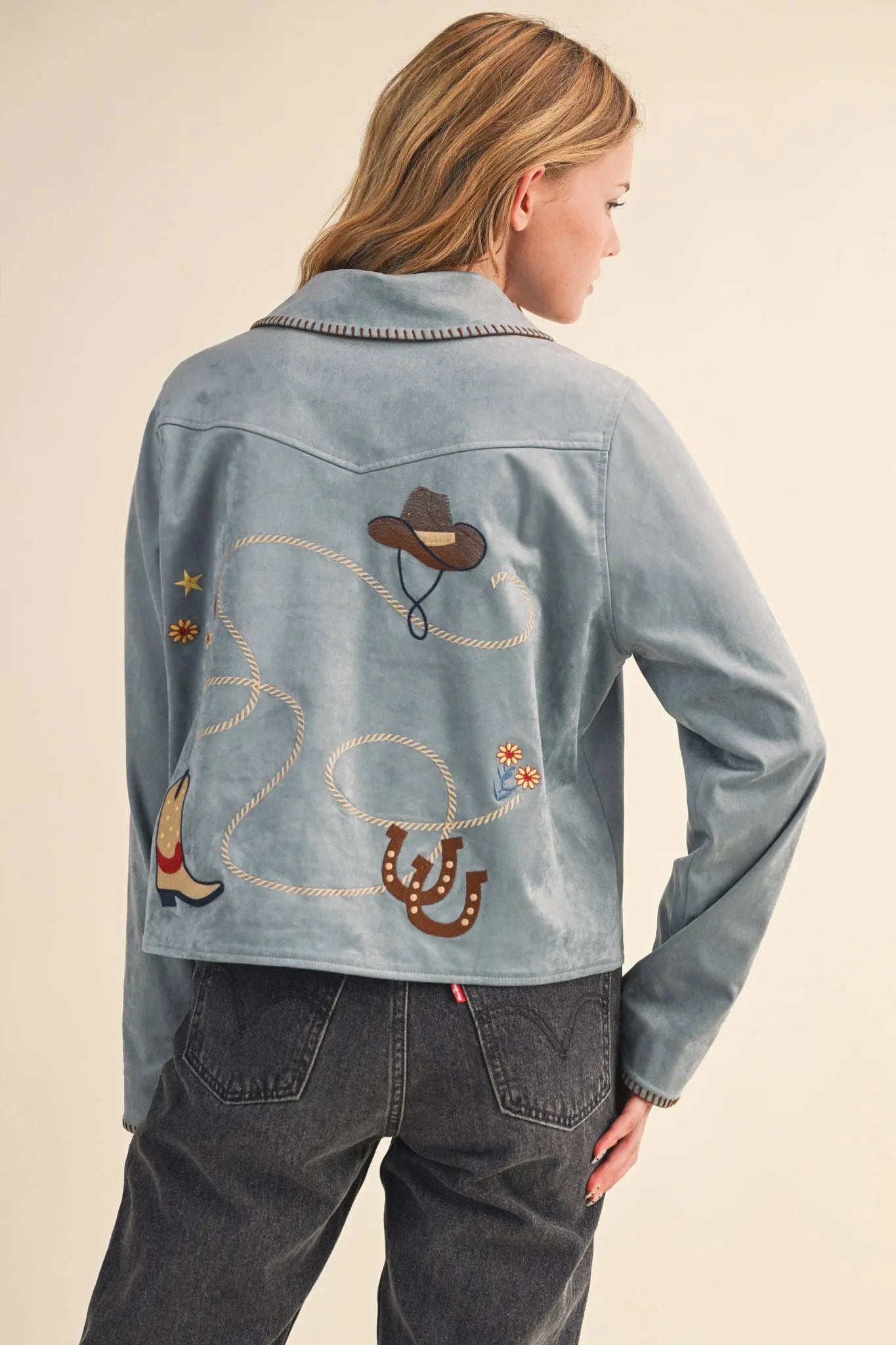 Cowgirl Embroidered Suede Jacket - Bridle Up Hope Shop