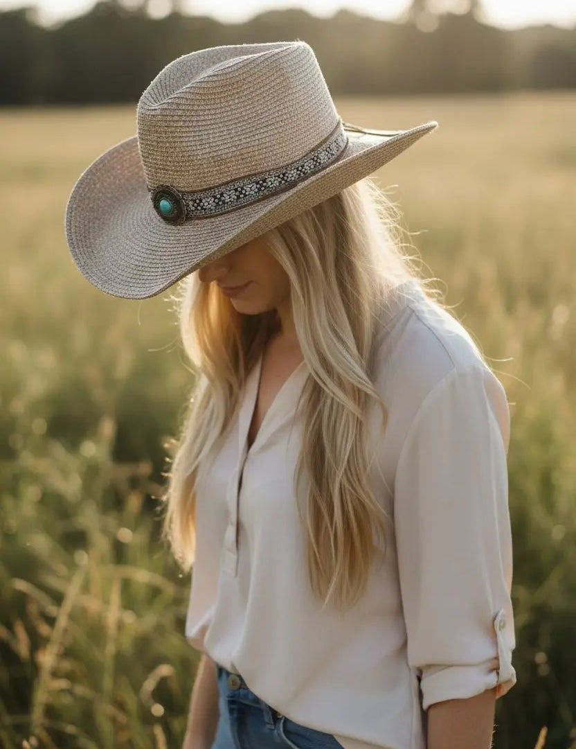 Cowgirl Turquoise Concho Hat - Bridle Up Hope Shop