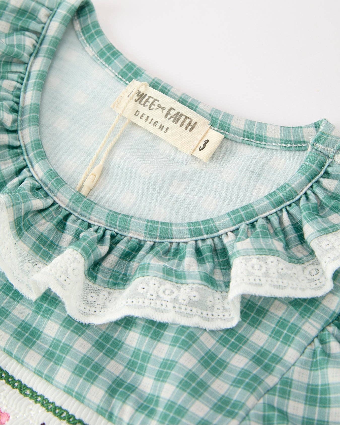 Horse Smocked Mint Plaid Dress