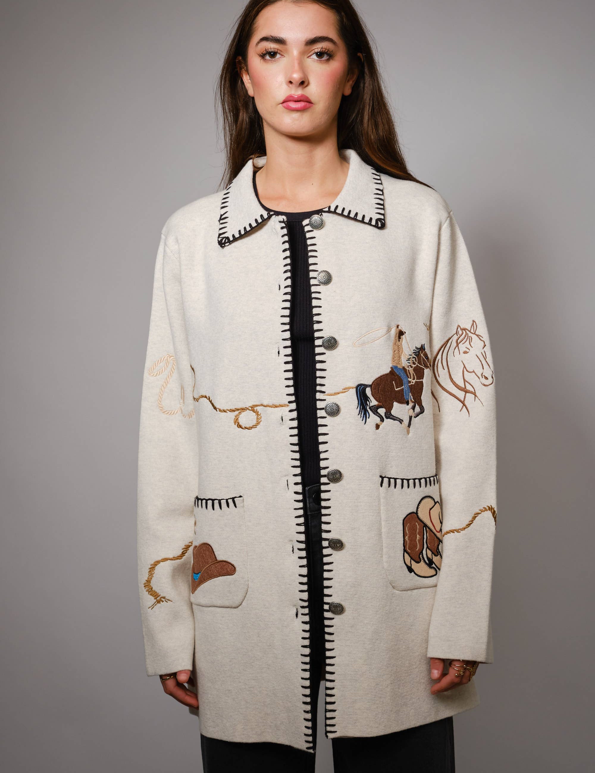 Western Long Button-Up Jacket L