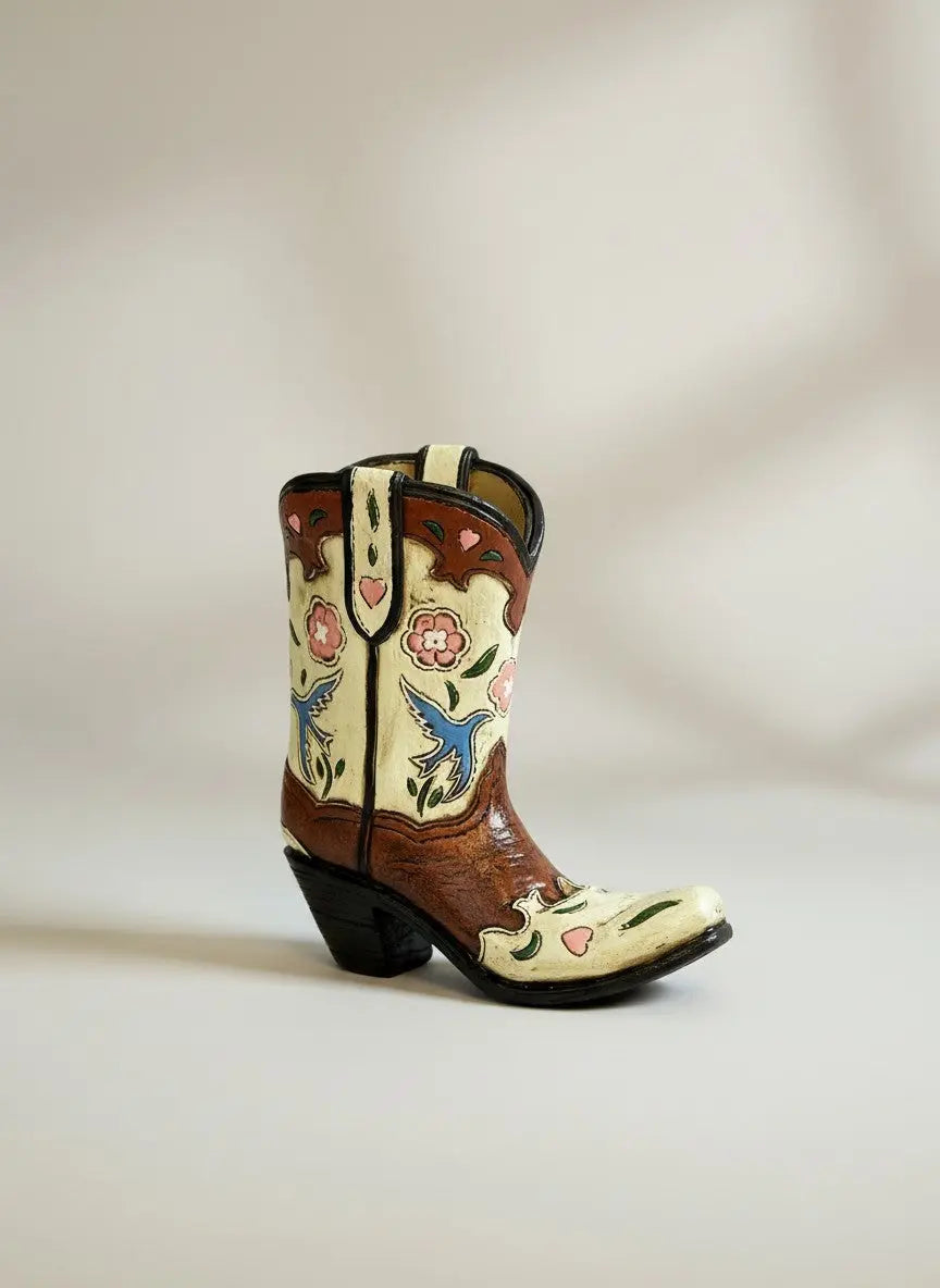 Blossom Cowgirl Boot Figurine Faire - De Leon Collections
