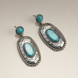Turquoise Oval Western Dangle Earrings