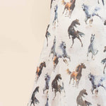 AS1300-HAZEL GALLOPING HORSES PRINT LINED MESH SKIRT Faire - Avery