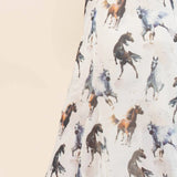 AS1300-HAZEL GALLOPING HORSES PRINT LINED MESH SKIRT Faire - Avery